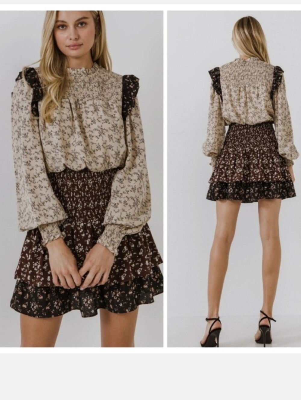 Free The Roses Floral Tiered Ruffle Mini Dress